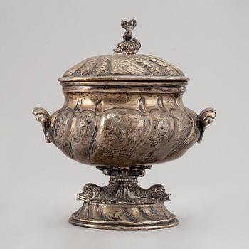 An Empire style lidded sugar bowl, possibly France, Swedish import marks 1951.
