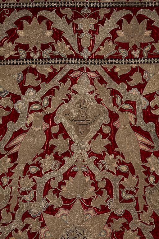 Broderi, antik persisk sammet, ca 150 x 103,5 cm, 1700 - 1800-tal.