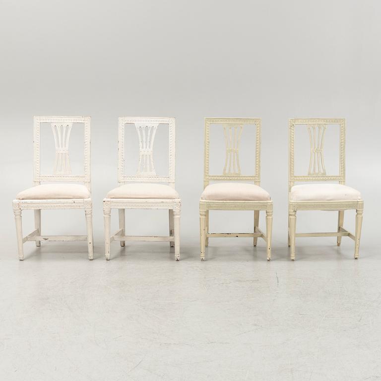 A set of four late Gustavian chairs, circa 1800.