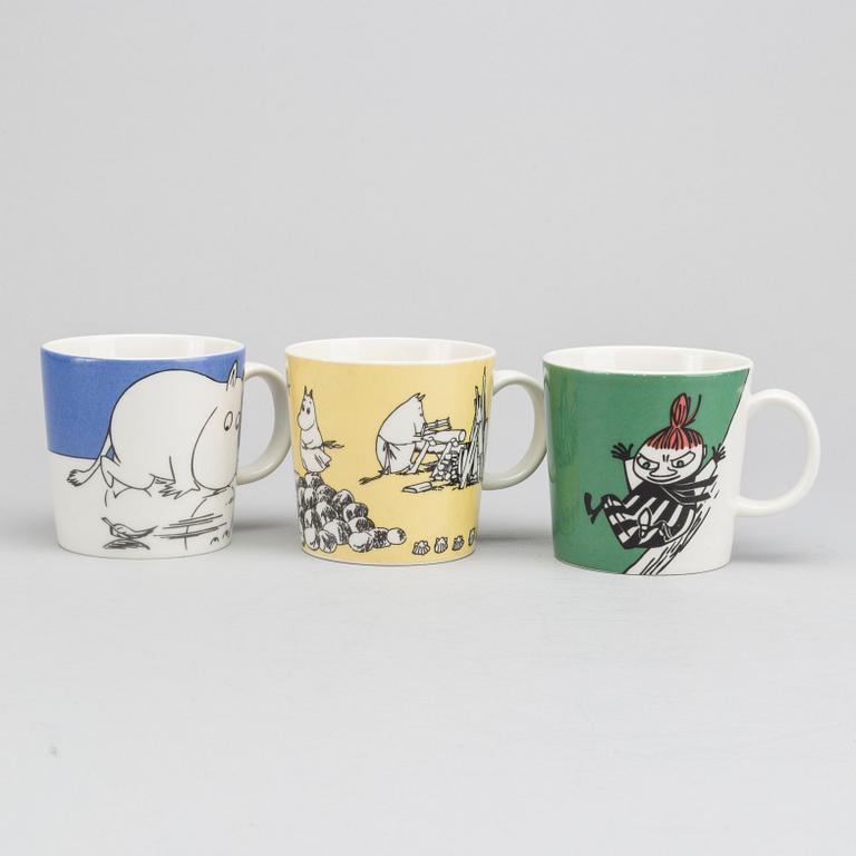 Three Arabia Moomin Characters porcelain Moomin cups, 1990's.