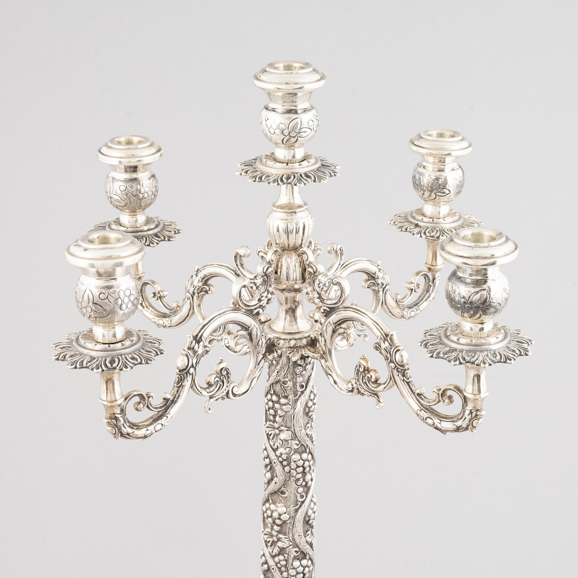 Candelabrum, silver, 20th century.