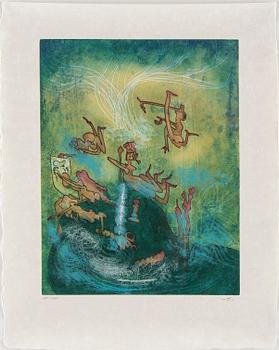 ROBERTO MATTA, Suite with 10 aquatints in colours, 1975, on Japon nacré paper.