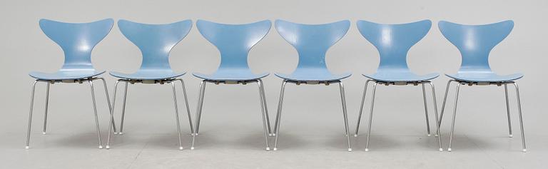 STOLAR, 6 stycken, "Liljan", Arne Jacobsen, 1970-tal.