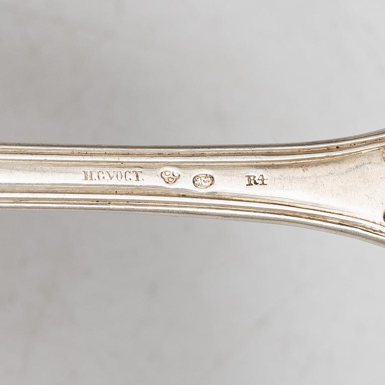 Six Swedish silver spoons, mark of HG Vogt, Kristianstad, 1847.