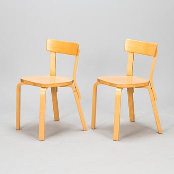 Alvar Aalto, tuoleja, 4 kpl, malli 69 Artek, 1900-luvun loppu.