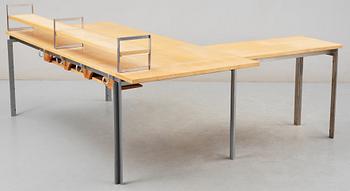 A Poul Kjaerholm ash and steel 'PK-51' desk, E Kold Christensen, Denmark, maker's mark in the steel.