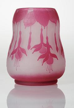 A Karl Lindeberg Art Nouveau cameo glass vase, Kosta.