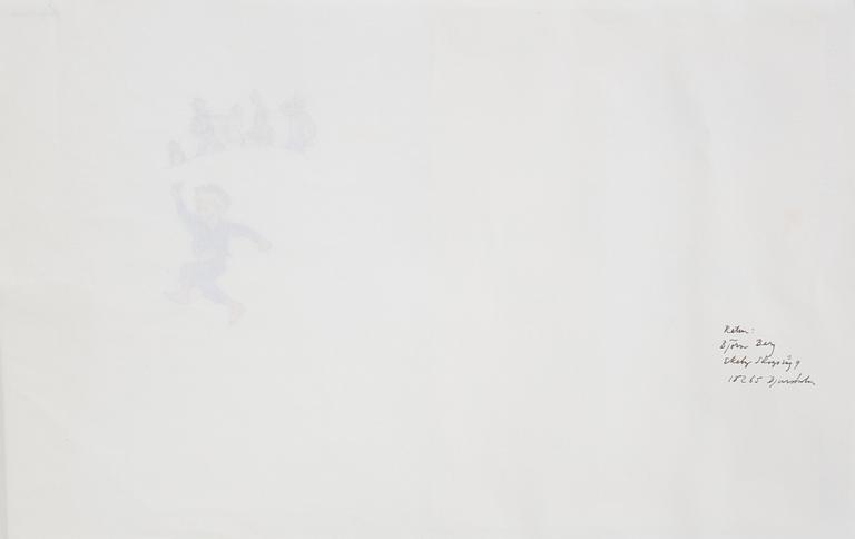 BJÖRN BERG, tuschteckning och akvarell på papper "Emil i Lönneberga".