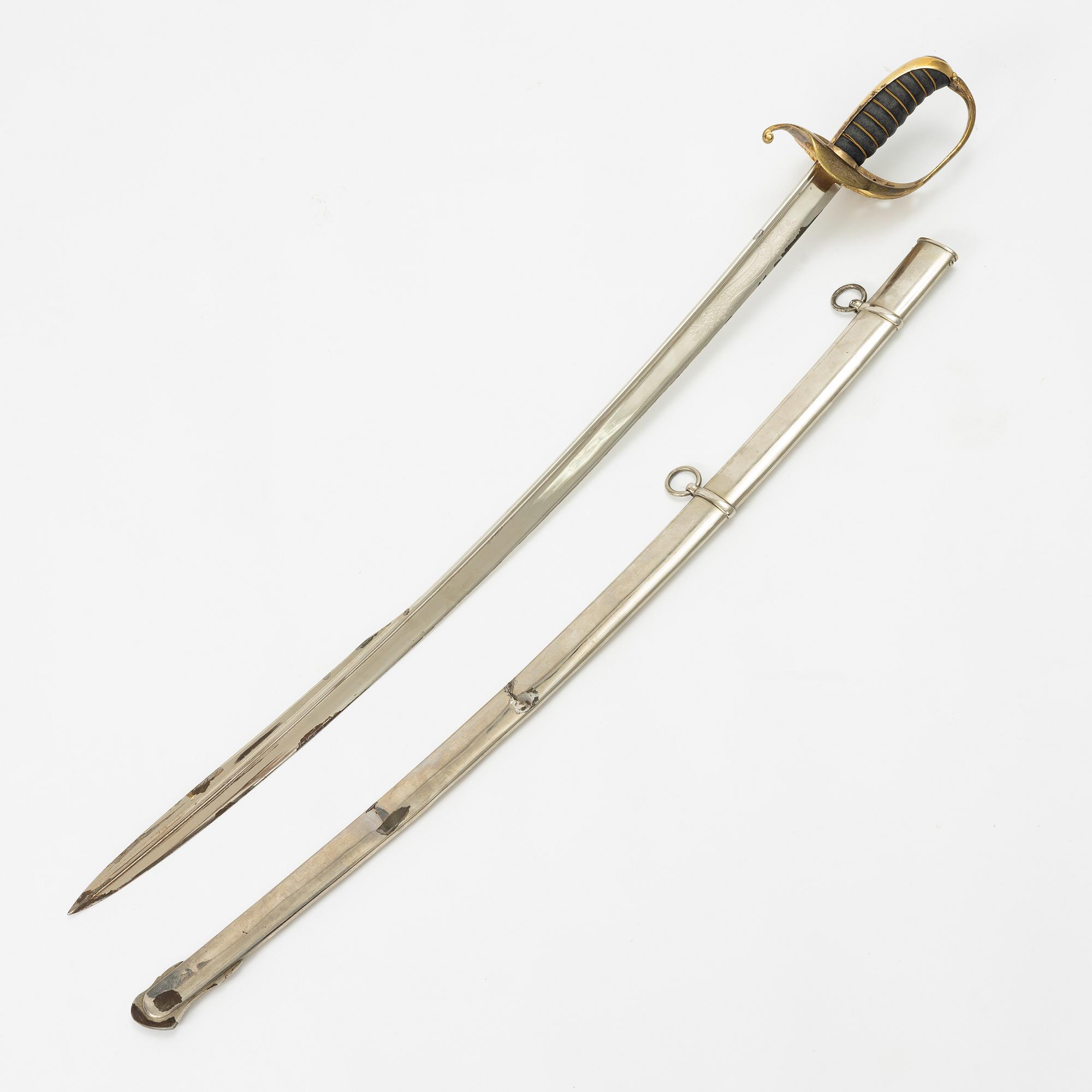 Sabel, svensk, m/1859 för infanteriofficer, med balja.