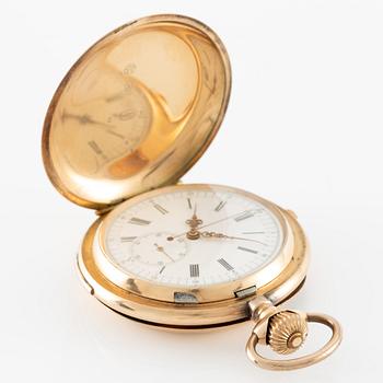 Pocket watch, hunter, 14K gold, 64 mm.