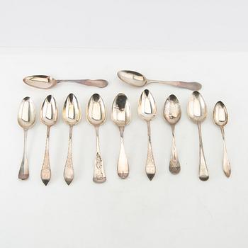 Skedar, 11 st, silver, 1769-1934, Sverige.