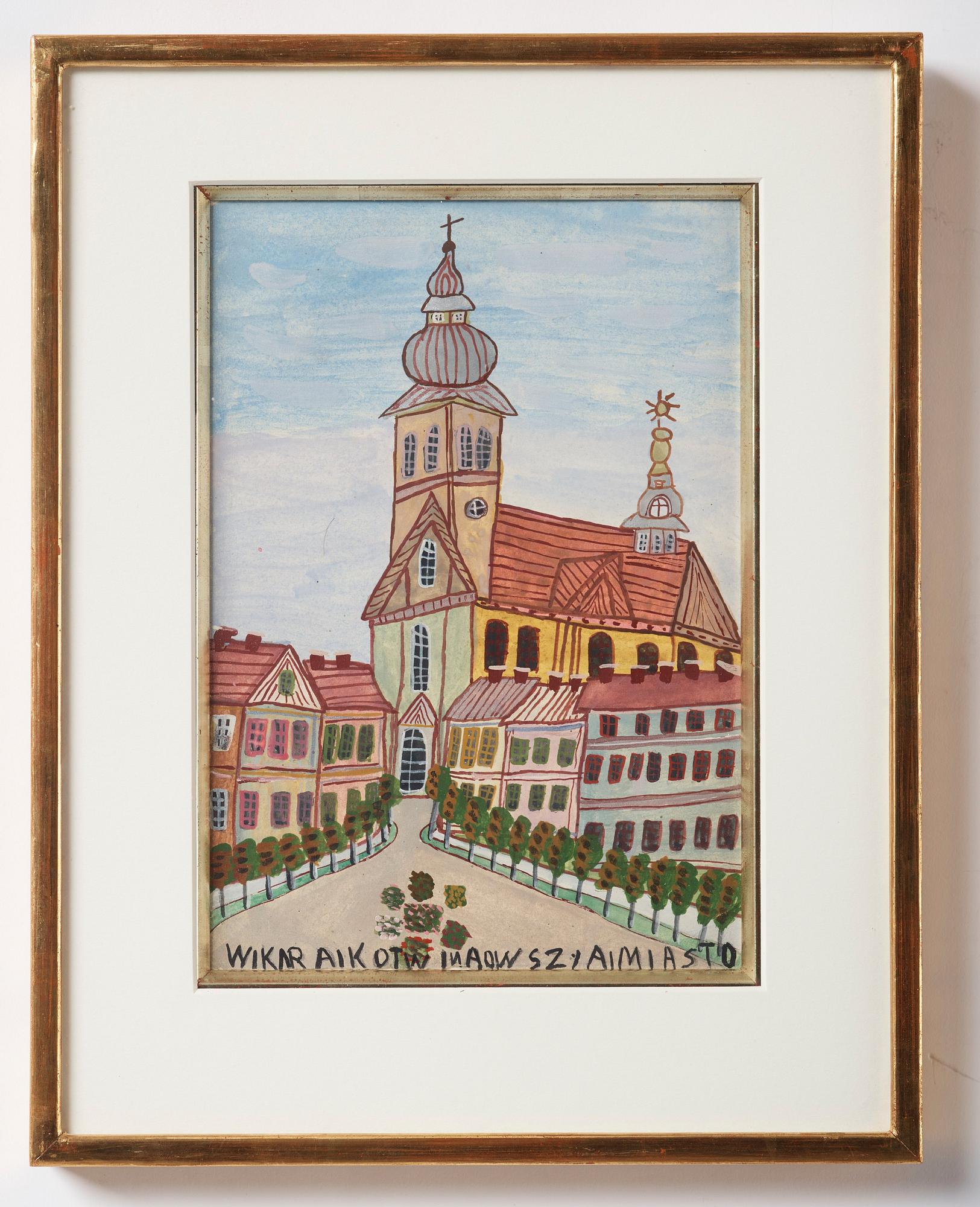 Nikifor Krynicki, City scene with church.