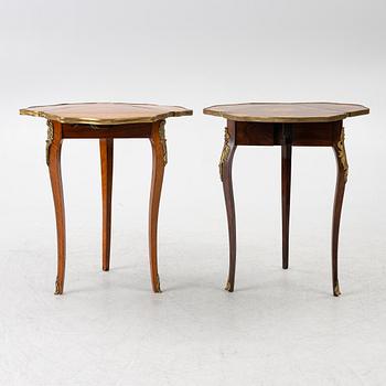 Two matched dropleaf tables, Louis XV style from around the year 1900.