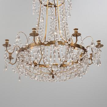 A pair of late Gustavian style chandeliers, 20th Century.