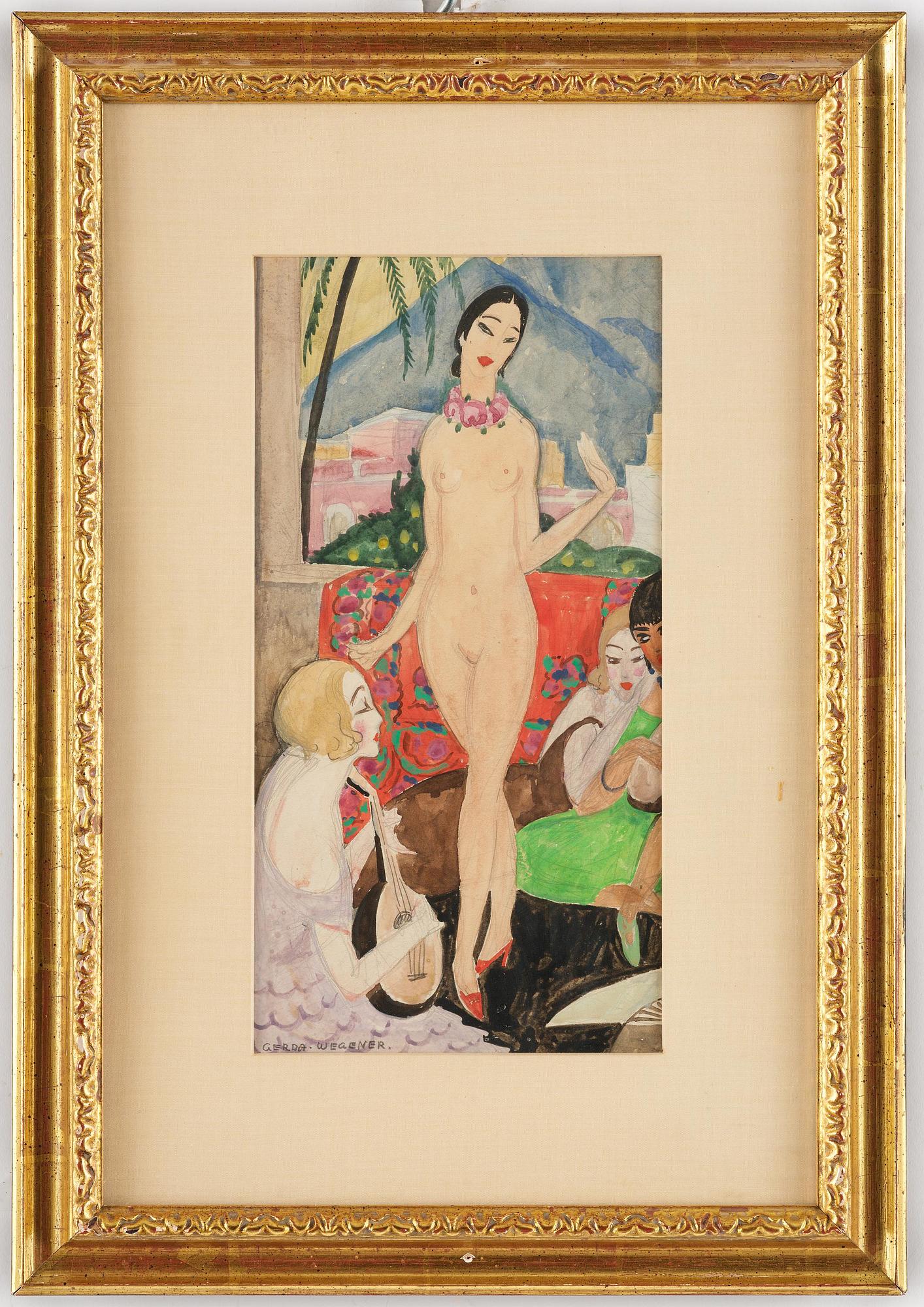 Gerda Wegener, Modell med musicerande kvinna.