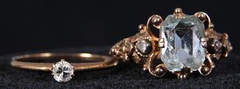 RINGAR, 2 st, 18K resp 14K guld, bl a briljant.