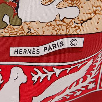 SCARF, siden, "Early America", design Francoise De La Perriere, Hermès, Paris.