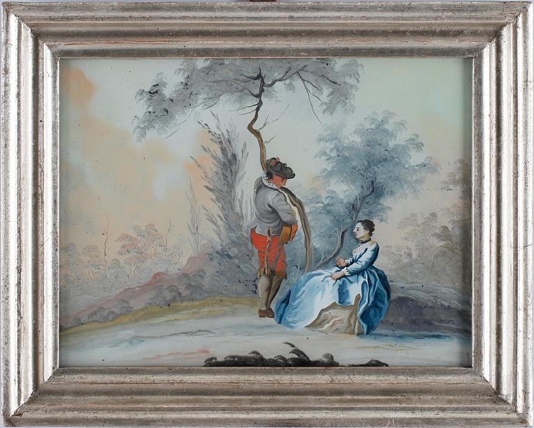 OKÄND KONSTNÄR 1700/1800-tal. Glasmålningar, ett par.