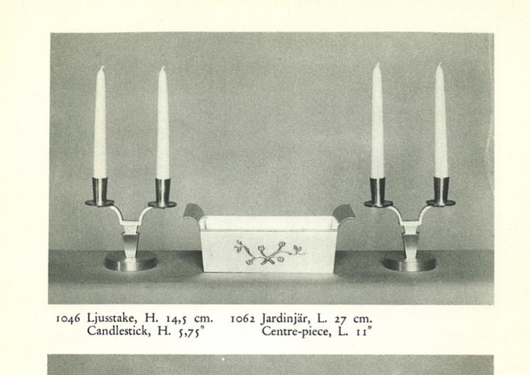 Nils Fougstedt, kandelabrar, ett par, modell "1046", Firma Svenskt Tenn, Stockholm 1929.