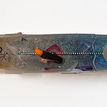 Bertil Vallien, a unique sand cast glass sculpture of a boat, Kosta Boda.