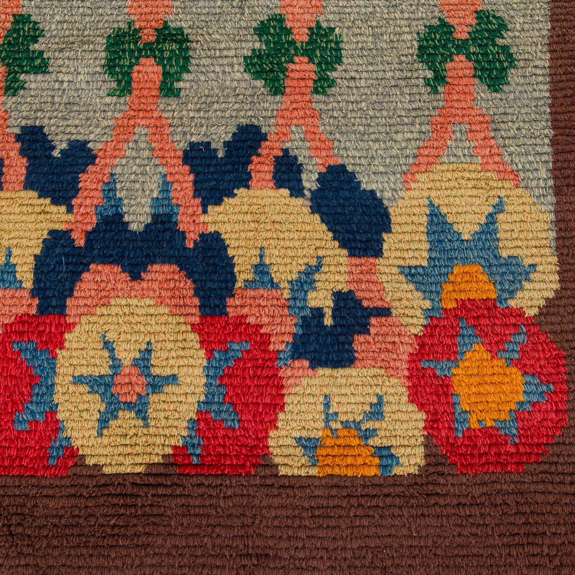 Ingegerd Eklund, a finnish longpile ryijy-rug, model for Friends of Finnish Handicraft. Designed 1912. Ca. 230 x 130 cm.
