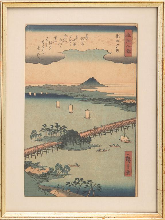 Ando Hiroshige, efter,  4 träsnitt, 1900-tal.