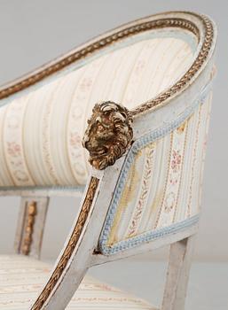 Four late Gustavian circa 1800 armchairs.