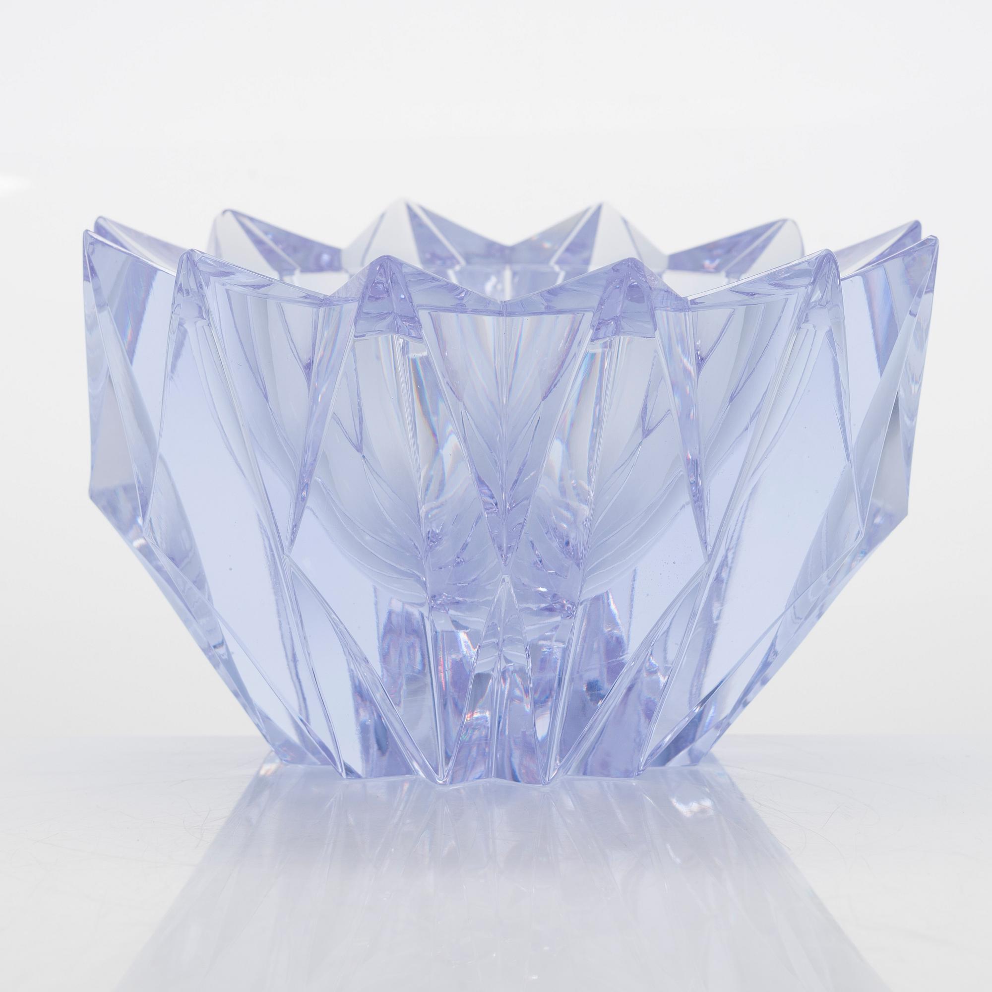 Aimo Okkolin, skål, "Näckros", signerad Aimo Okkolin Riihimäen Lasi Oy.