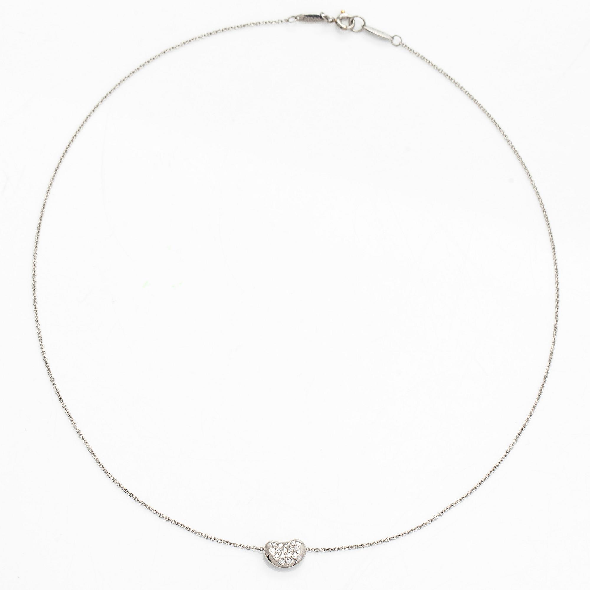 Tiffany & Co, Elsa Peretti, a platinum and diamond "Bean" necklace.