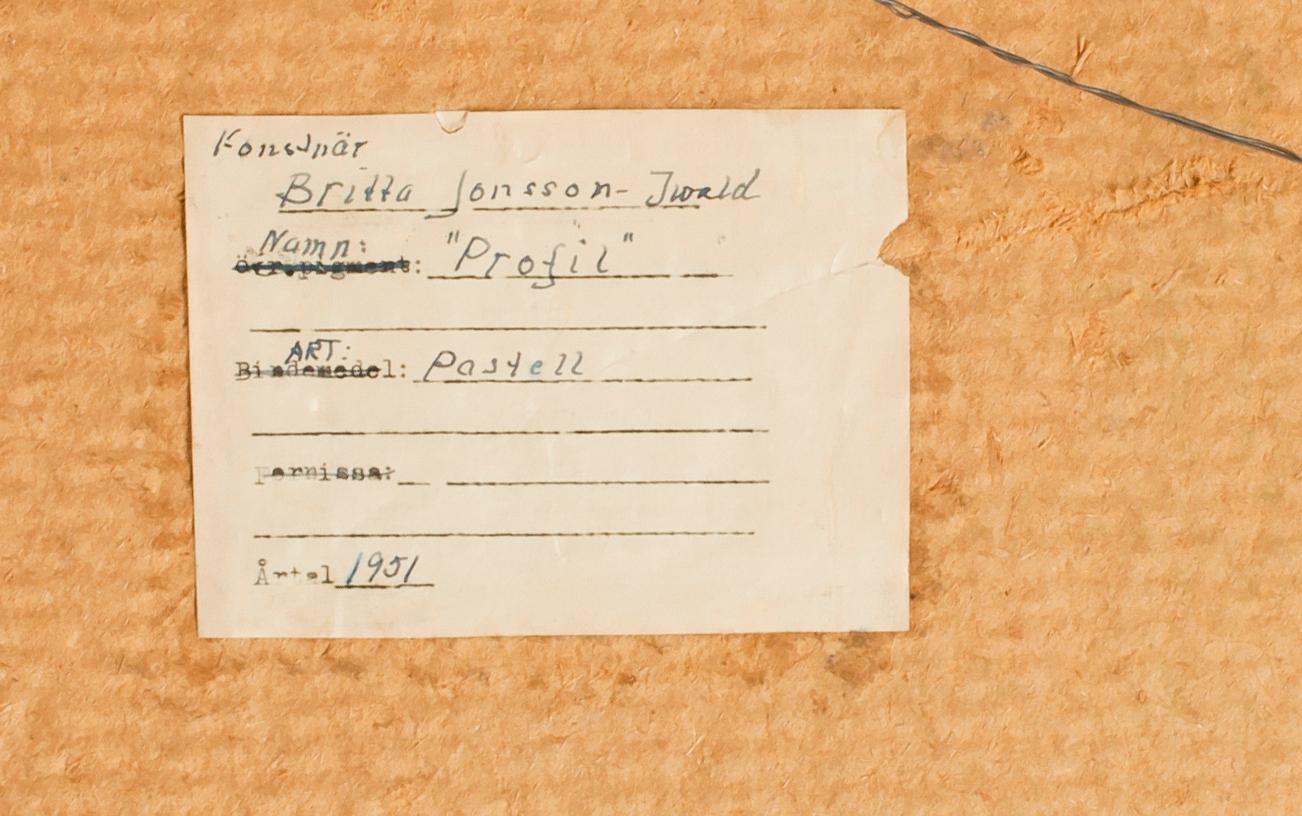 BRITTA JONSSON-IWALD, pastell, monogramsign samt sign o dat a tergo 1951.
