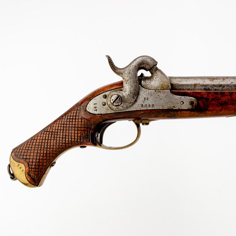 A Swedish rifled percussion pistol, 1850 pattern.