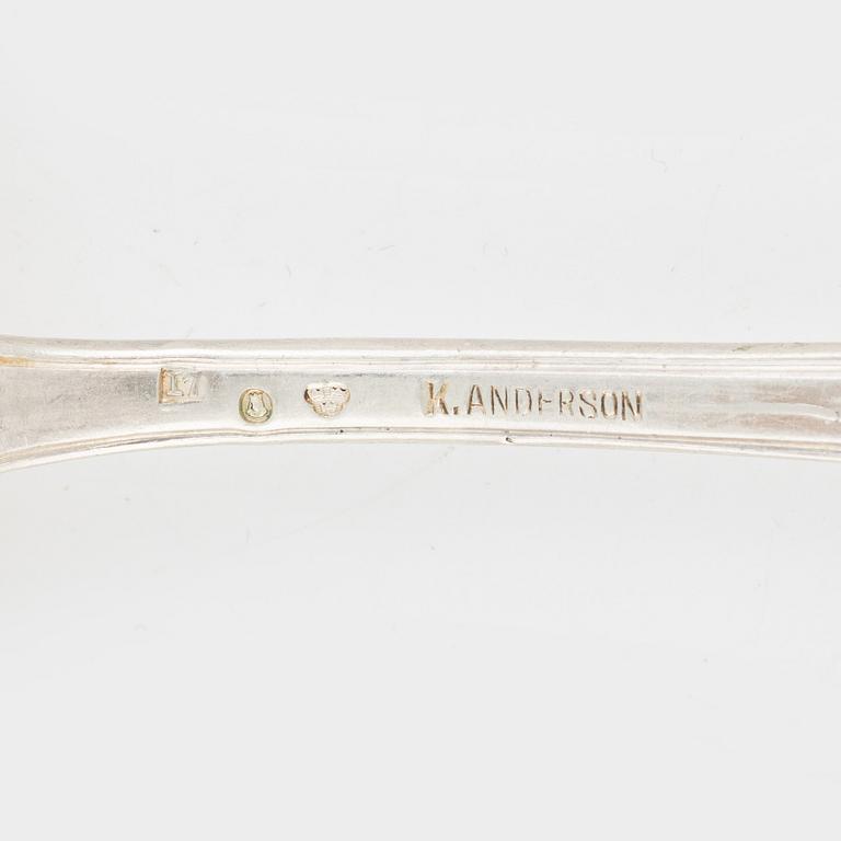 Skedar, 12 st, silver, jugend, övervägande K. Anderson, Stockholm, bl.a. 1909.