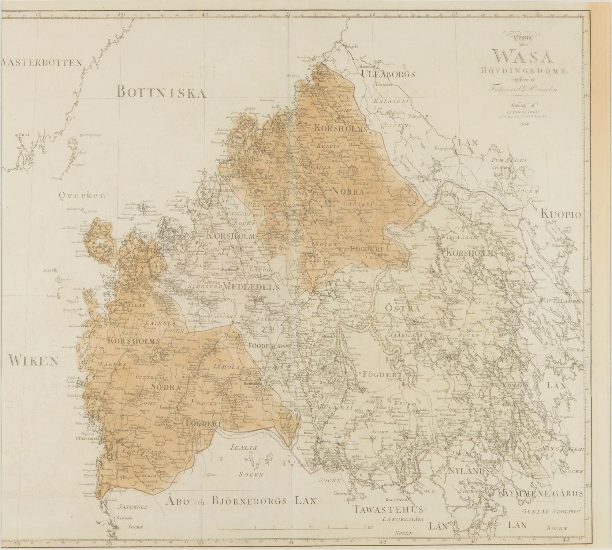 A HAND-COLOURED MAP, copper engraving, 1798.