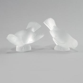 FIGURINER, 2 st, glas, Lalique, Frankrike, 1900-talets andra hälft.