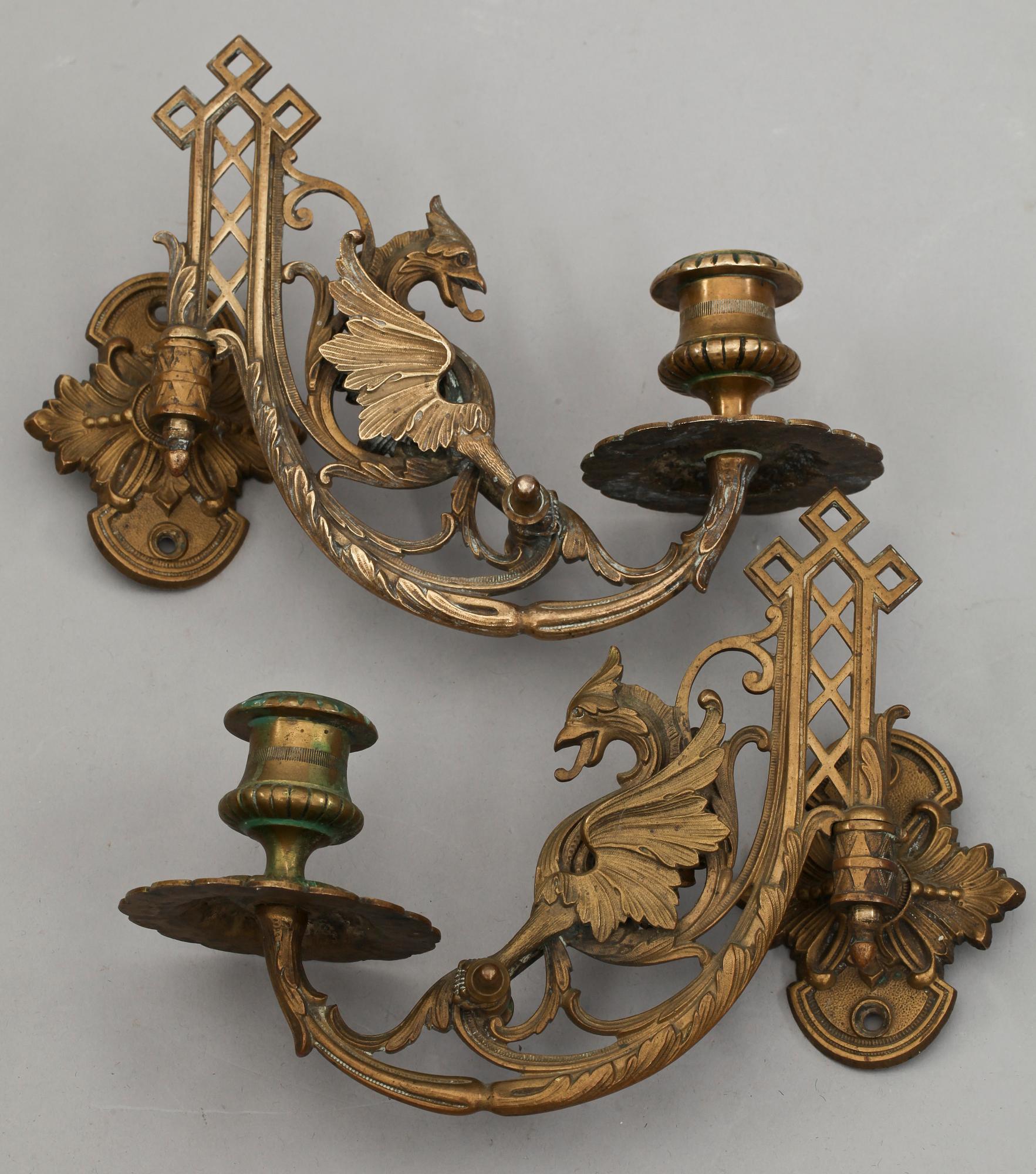 APPLIQUER, ett par, mässing, nyrenässans. 1800-talets slut.