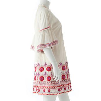 ANNA SUI, a white cotton and embroidered dress.
