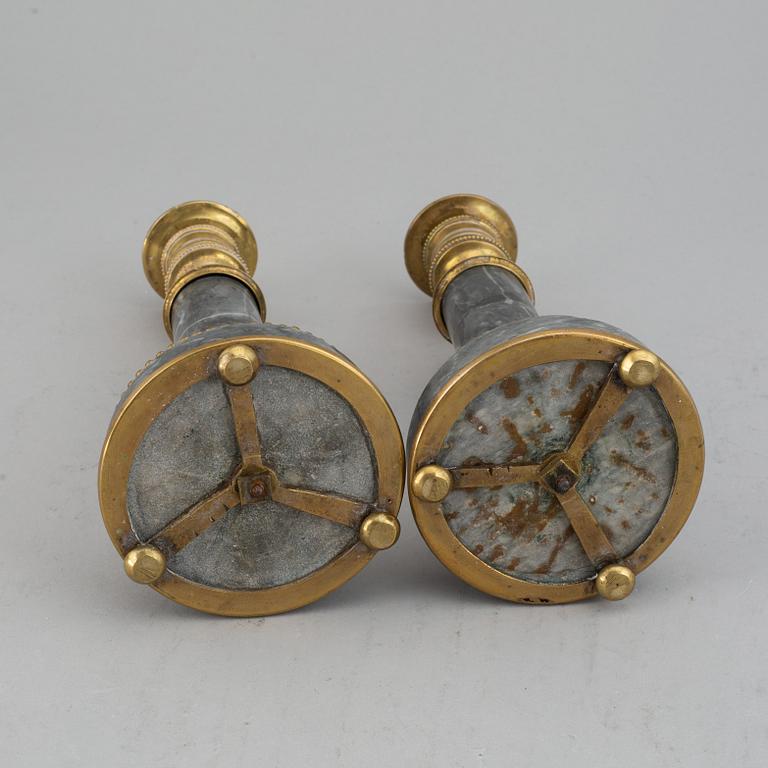 A pair of French ca 1800 candlesticks.