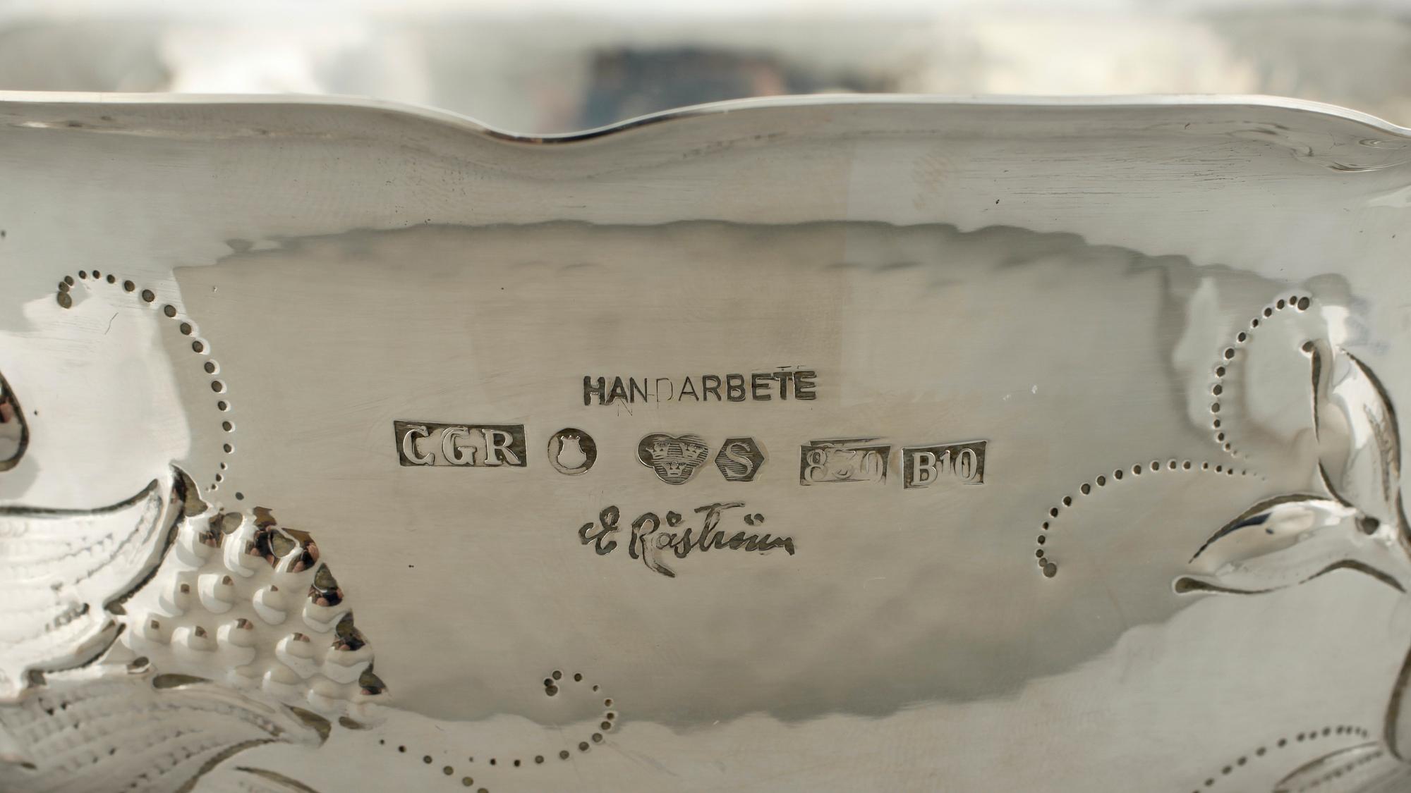 SKÅL samt ett par LJUSSTAKAR, silver, Erik Råström, CGR, 1976. tot vikt ca 1271g.