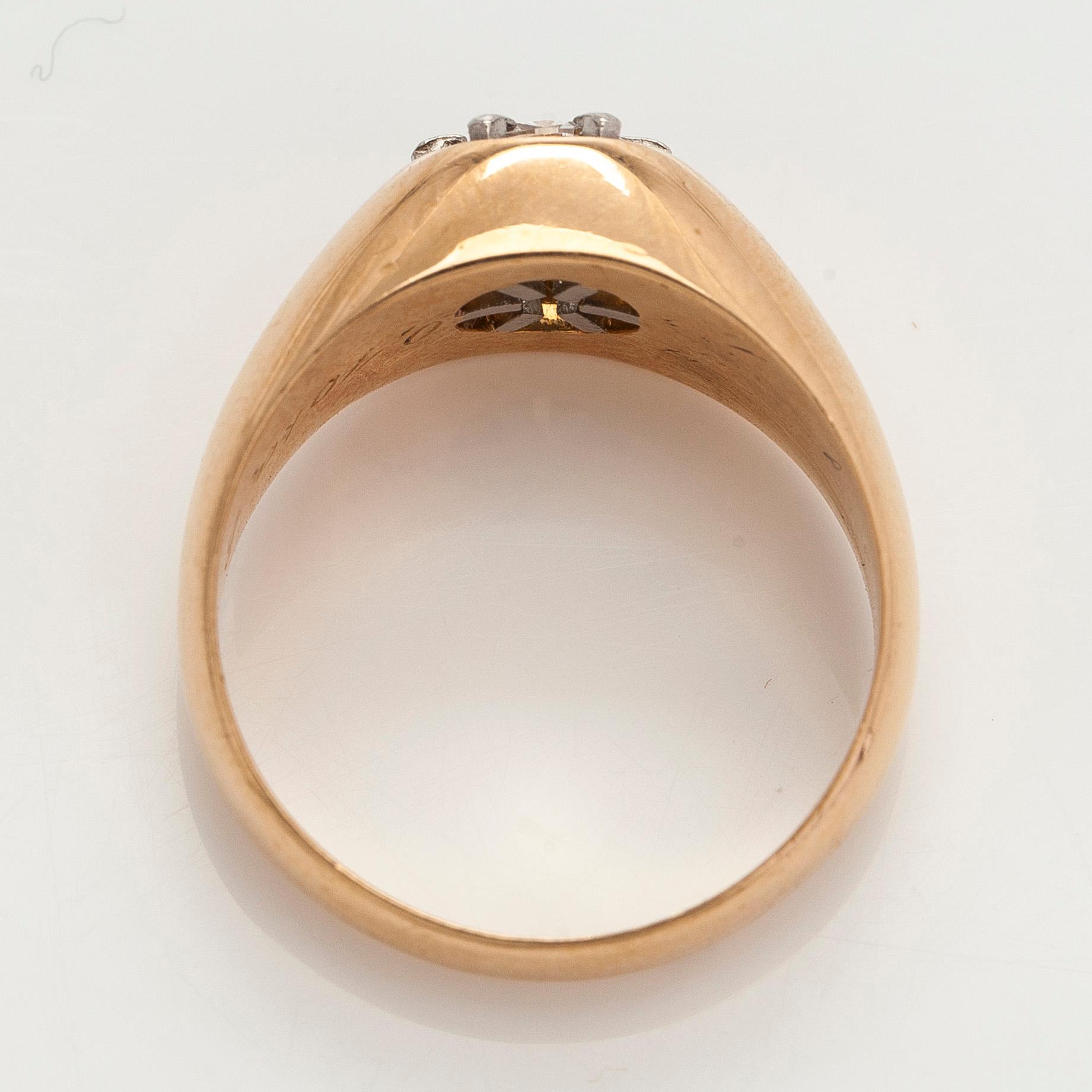 Sormus, briljanttihiottu timantti 0,40 ct, 18K kultaa, Westerback 1973.