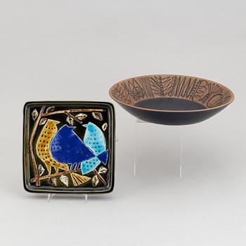 Lisa Larson, a stoneware bowl and a wall relief from Gustavsberg.