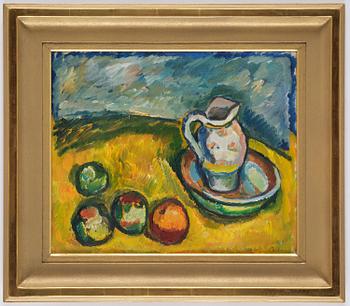 Gösta Sandels, Still life with fruit and pitcher.