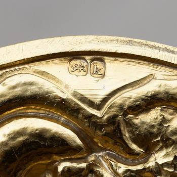 An English silver-gilt teapot with stand and burner, mark of Richard Sibley I, London 1825.