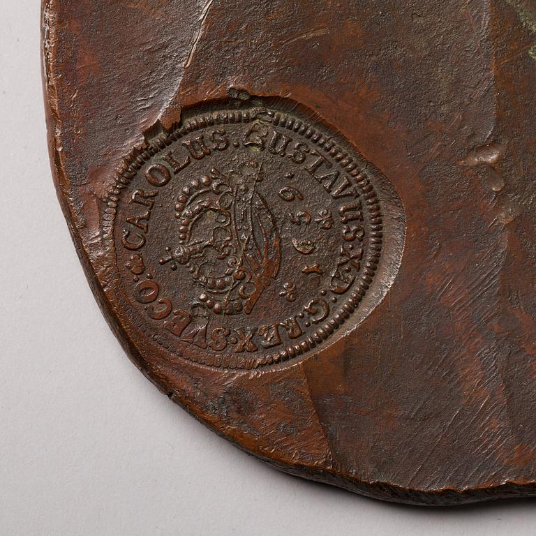 PLATE MONEY, 8 daler SM 1659 (Karl X Gustav), Avesta.