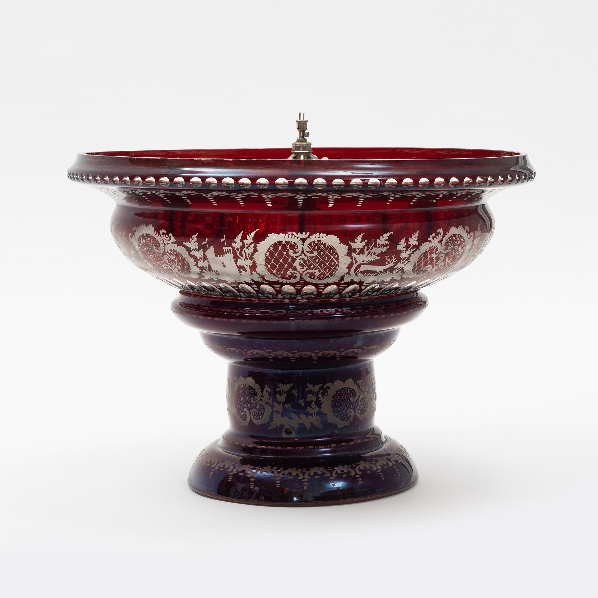 Fountain, Bohemian glass, mid-19th century.