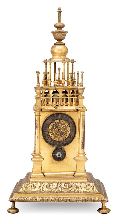 A German 17/18th century table clock, signed Friderich Hübner Bremen.