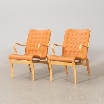 Bruno Mathsson, armchairs, a pair, "Mina", Karl Mathsson Company, Värnamo, 1994.