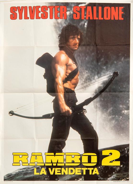 Filmaffisch Sylvester Stallone "Rambo II" Frankrike 1985.