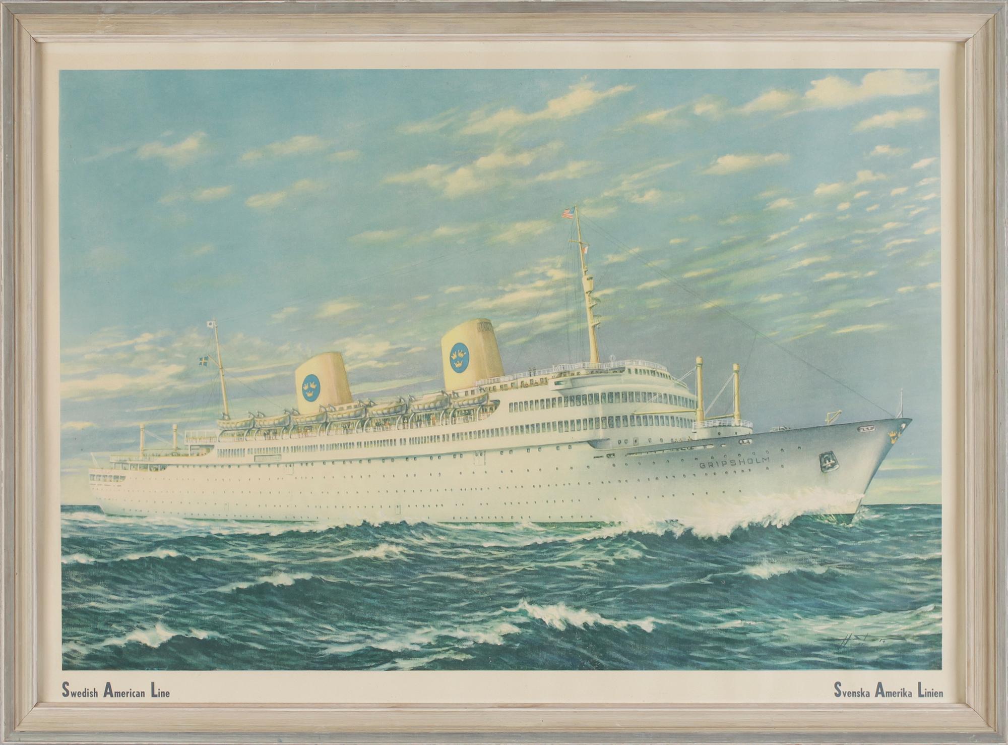 AFFISCH, Svenska Amerika Linjen, 1900-talets mitt.