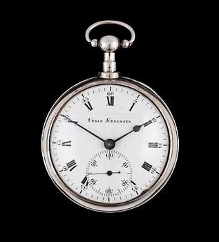 1225. A silver Urban Jürgensen pocket watch, Copenhagen, early 19th century.