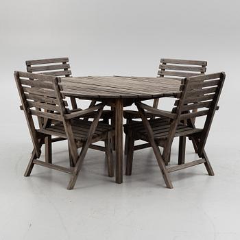 Carl Malmsten, a five piece 'Bergshamra' garden furniture suite, Igelstaverken, Södertälje.